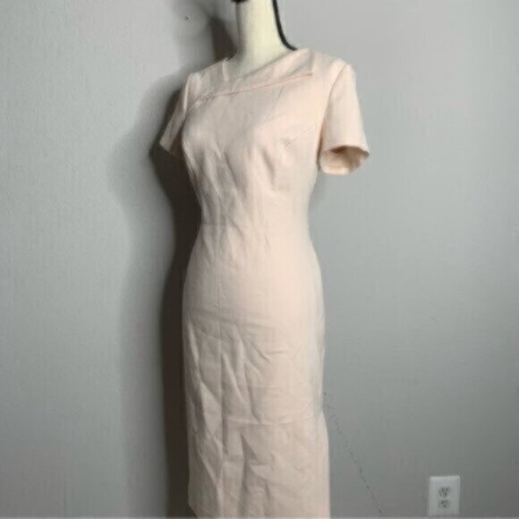Vince Camuto Light Pink Short Sleeve Sheath Midi Dress Side Slit - Picture 7 of 14